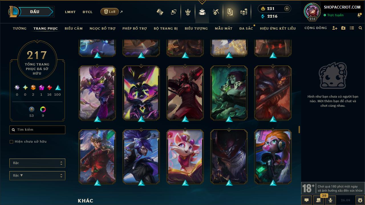 Acc Liên Minh Huyền Thoại mã số 9720